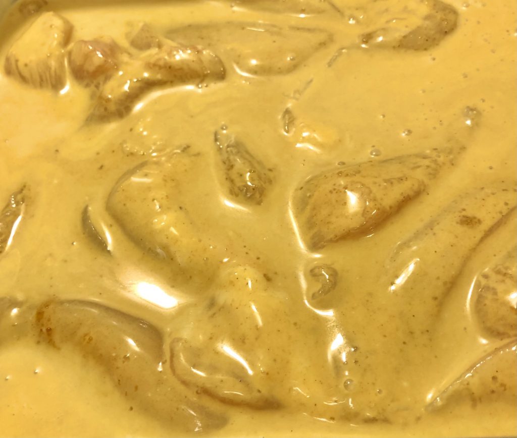 coconut milk, turmeric and curry powder chicken satay marinade