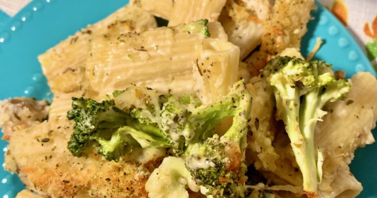 Easy Creamy Chicken Broccoli Ziti with Jarred Alfredo Sauce