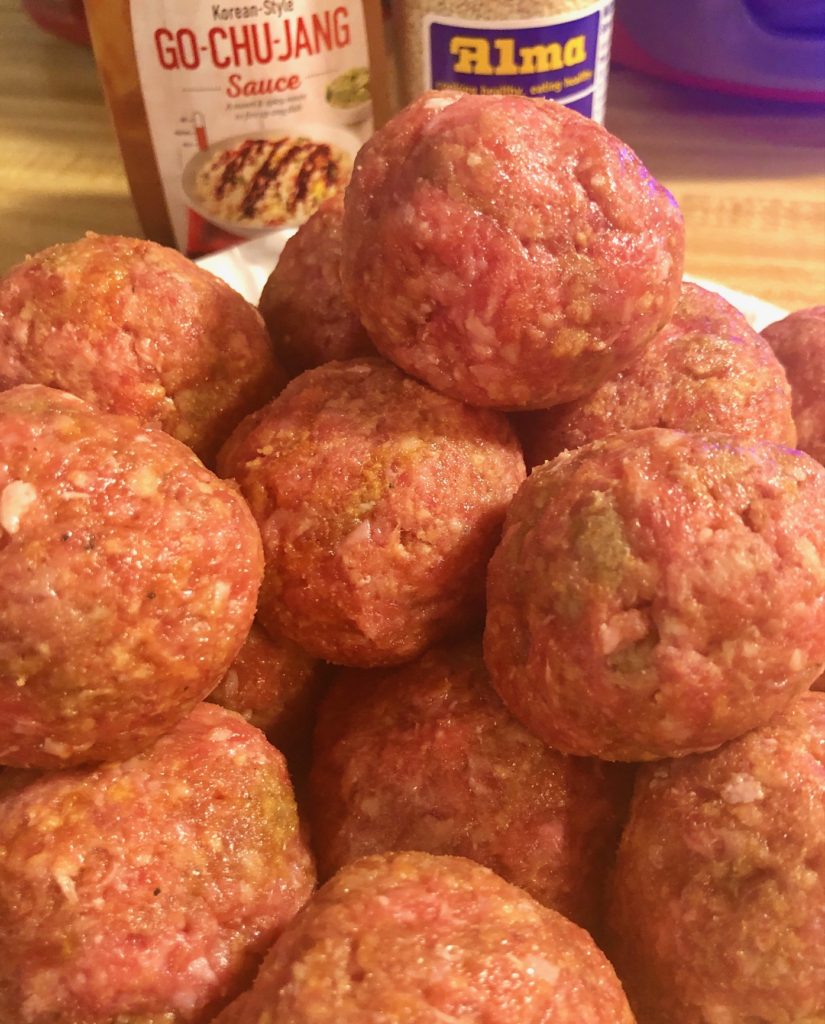 raw rolled Korean meatballs