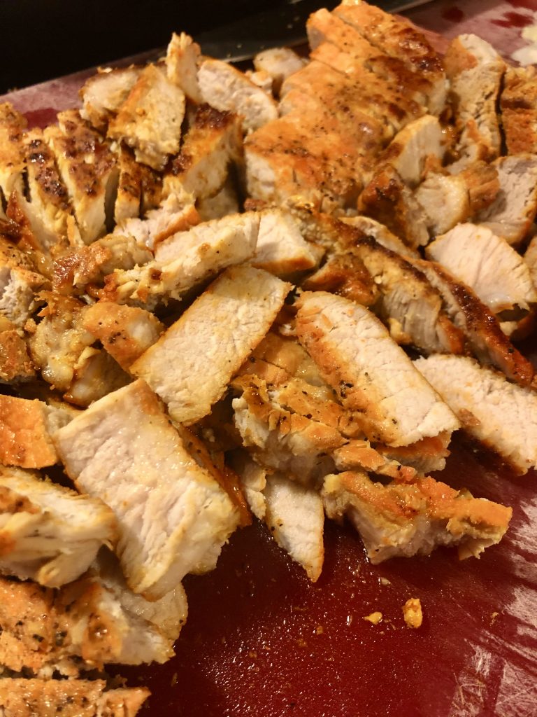 sliced sazon pork for spanish rice