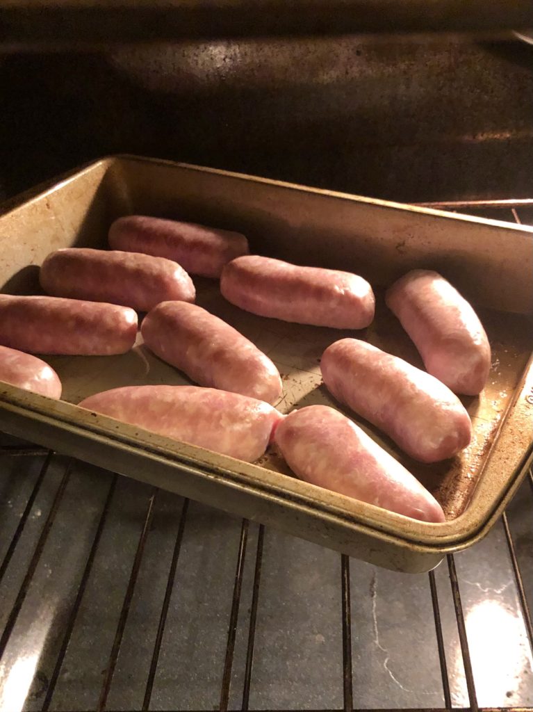 italian sausage baking in oven