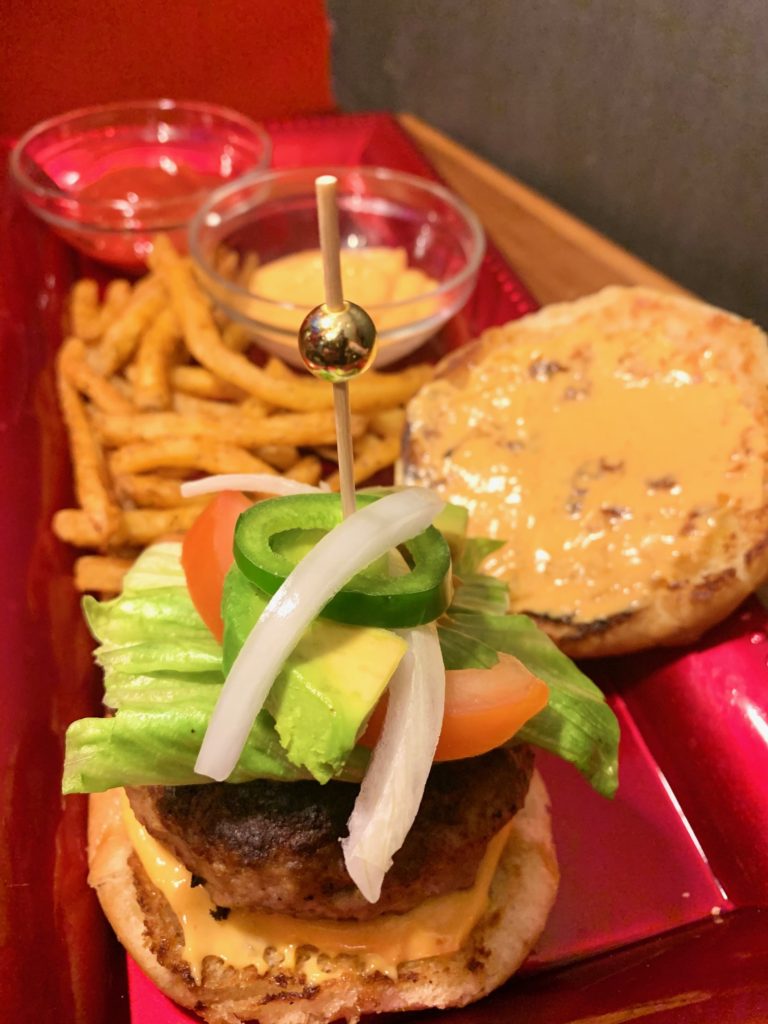 turkey sausage burgers with veggies and the bun off