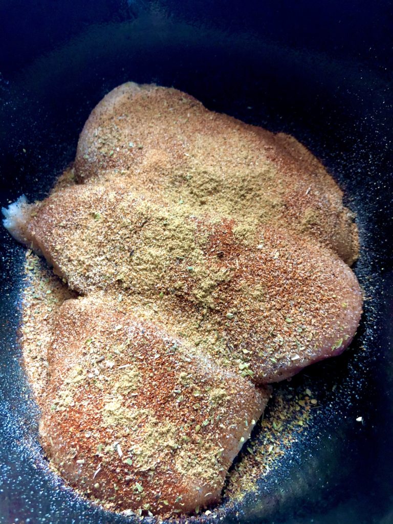 mexican seasoned chicken breasts in slow cooker