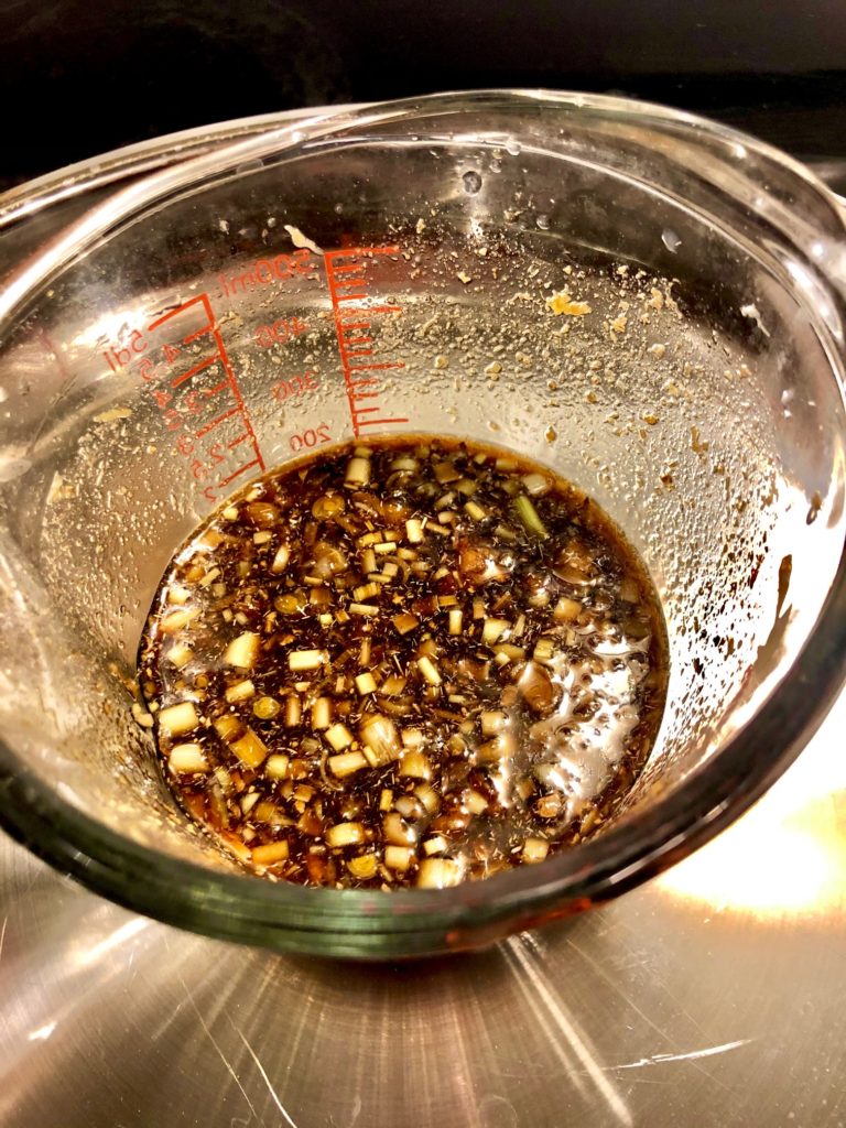 soy sauce, fish sauce, grated ginger and lemongrass marinade
