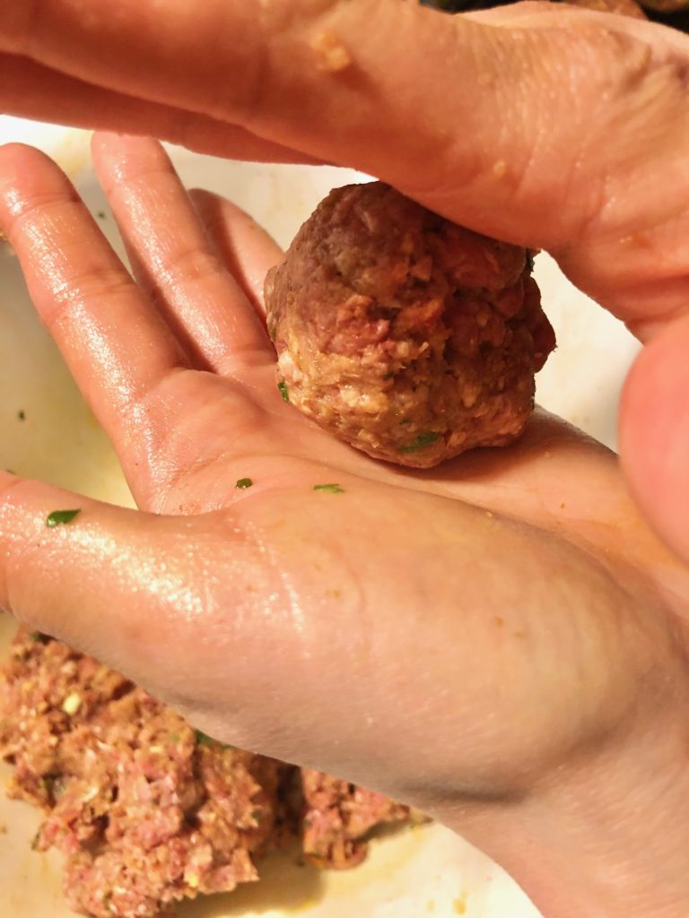 rolling thai meatball
