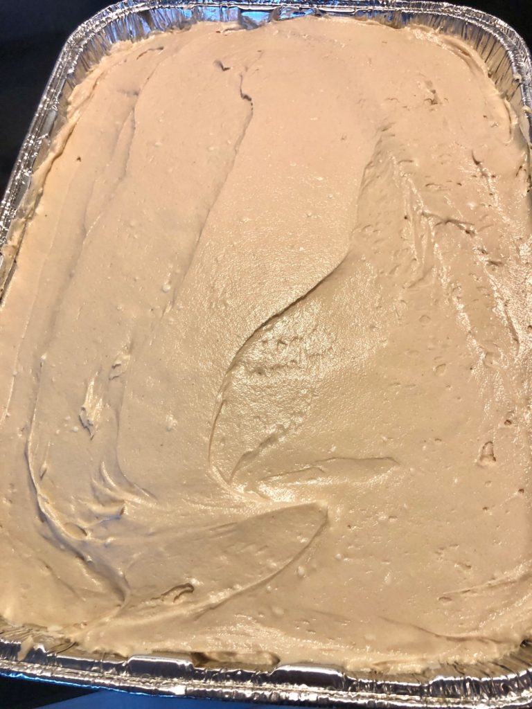 dark chocolate cake with peanut butter cream cheese frosting