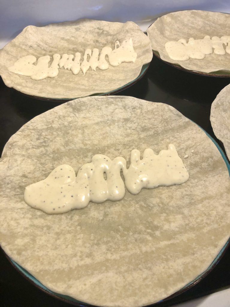 flour tortilla wraps with Caesar dressing