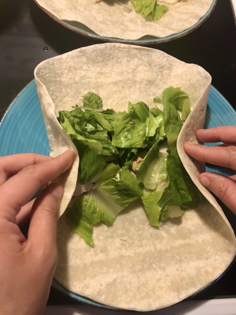 folding chicken Caesar wrap