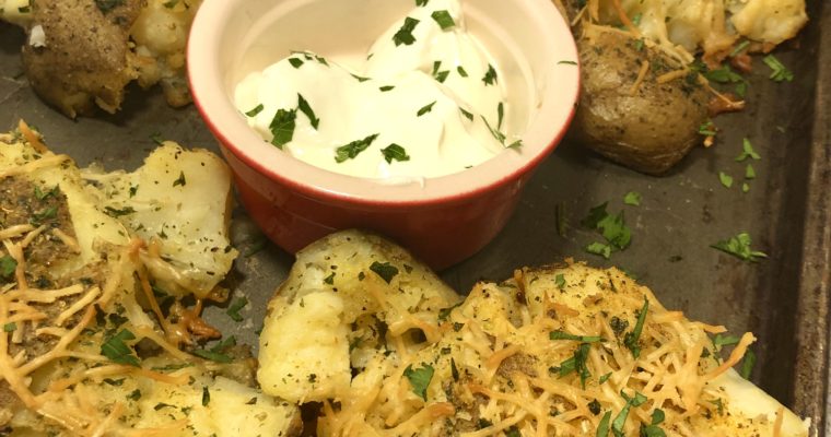Crispy Parmesan & Olive Oil Smashed Russet Potatoes