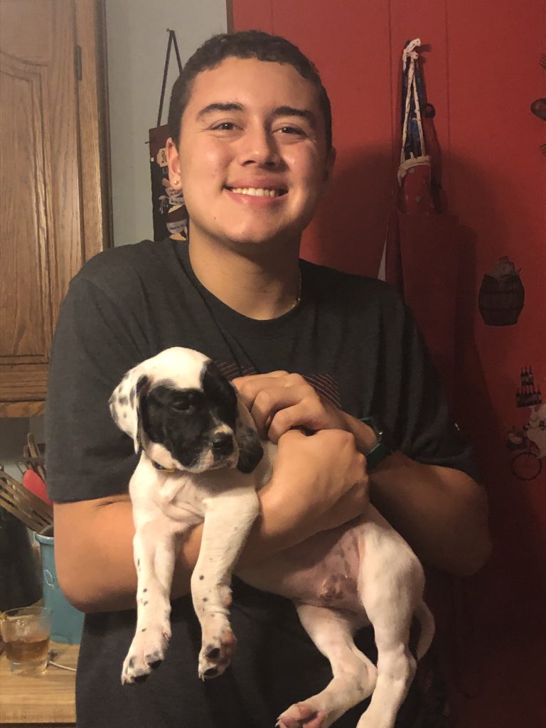 teenager and puppy - Aidan and Toby