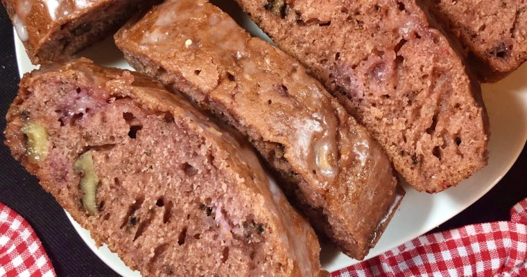 Strawberry Walnut Quick Bread with Lemon Glaze
