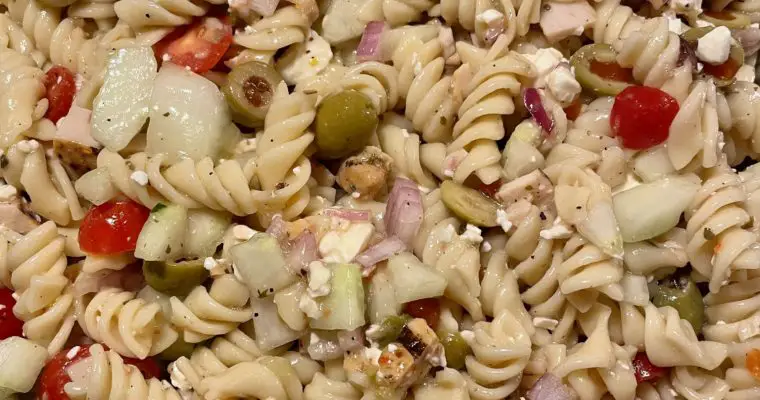 Quick Classic Greek Chicken Pasta Salad
